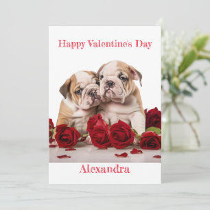 Anpassningsbar Pair of Bulldog Puppies Valentine Julkort