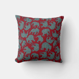 Anpassningsbar Paisley Elephants on Red Pillow ell Kudde