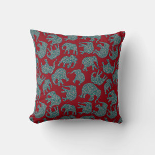 Anpassningsbar Paisley Elephants on Red Pillow ell Kudde