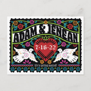 Anpassningsbar Papel Picado Stil Lovebird Spara da Meddelande Vykort
