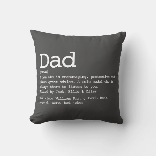 Anpassningsbar Pappa Definition Fars dag Grått Kudde (Framsida)