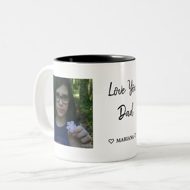 Anpassningsbar Pappa Fars dag Photo Collage Två-Tonad Mugg (Framsida vänster)