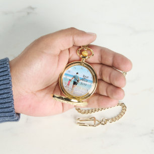 Anpassningsbar Pappa fotobevakning med text Armbandsur
