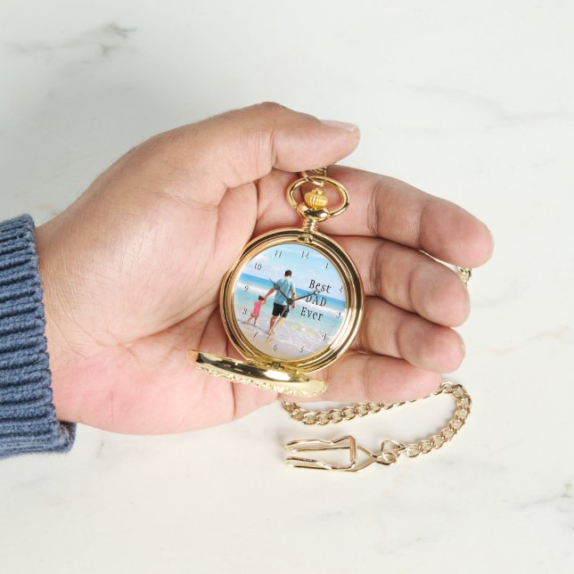 Anpassningsbar Pappa fotobevakning med text Armbandsur (Hand)