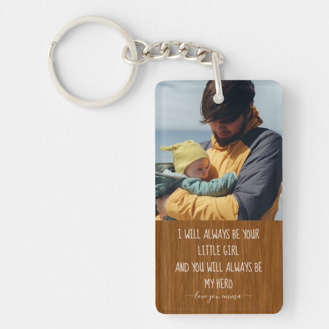 Anpassningsbar Pappa Keychain Modern Photo, Fars d (Framsidan)