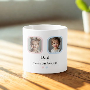 Anpassningsbar Pappa med 2 Kids Photos Gift Espressomugg