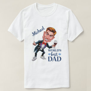 Anpassningsbar Pappa med vin och röd slips T Shirt
