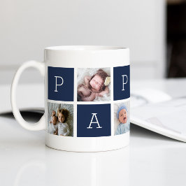 Anpassningsbar Pappou Grandfather Photo Collage Kaffemugg