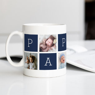 Anpassningsbar Pappou Grandfather Photo Collage Kaffemugg