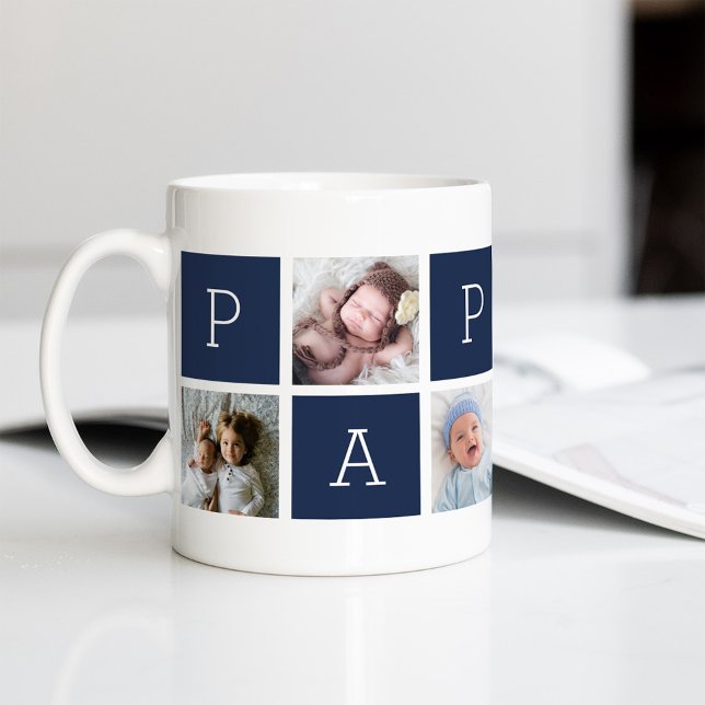 Anpassningsbar Pappou Grandfather Photo Collage Kaffemugg (Skapare uppladdad)