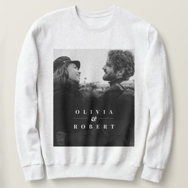 Anpassningsbar par fotoSnyggt svart Abstrakt Lång Ärmad Tröja (Design framsida)