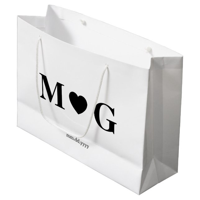 Anpassningsbar Par Monogram Large Gift Bag för gåv (Framsidan Vinklad)