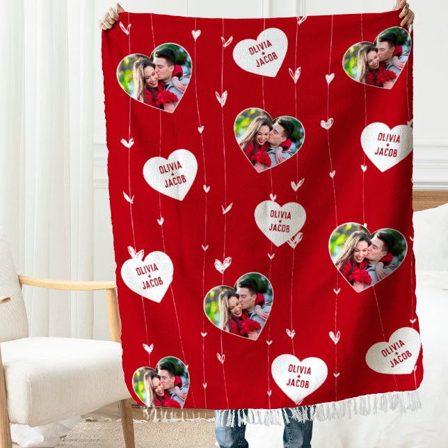 Anpassningsbar par namn fotohjärtan Blanket Fleecefilt (Skapare uppladdad)