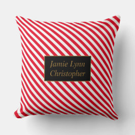 Anpassningsbar Par Namn Red/White Rand Kudde