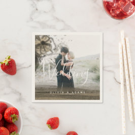 Anpassningsbar par Photo Guld Blommigt Abstrakt Br Pappersservett