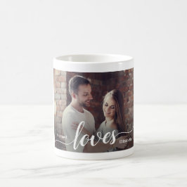 Anpassningsbar Par Photo Kärlek-skript Kaffemugg