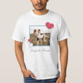 Anpassningsbar Par Photo Namn Text Personlig T Shirt