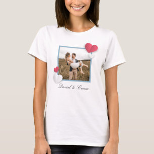 Anpassningsbar Par Photo Namn Text Personlig T Shirt