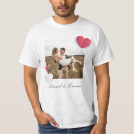 Anpassningsbar Par Photo Namn Text Personlig T Shirt