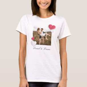 Anpassningsbar Par Photo Namn Text Personlig T Shirt
