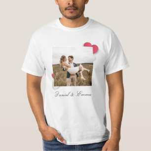Anpassningsbar Par Photo Namn Text Personlig T Shirt