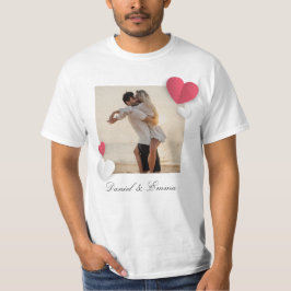 Anpassningsbar Par Photo Namn Text Personlig T Shirt
