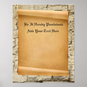Anpassningsbar Parchment Rulla Proklamation Poster