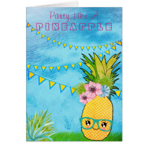 Anpassningsbar/Party Pineapple Kawaii Sommarbuss Hälsningskort
