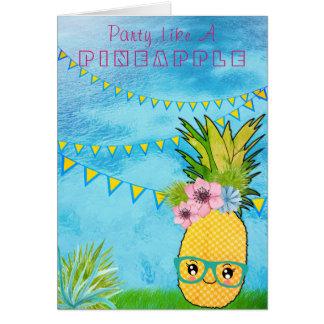 Anpassningsbar/Party Pineapple Kawaii Sommarbuss Hälsningskort