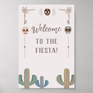 Anpassningsbar Party Sign Mexican Skull Cactus Fie Poster