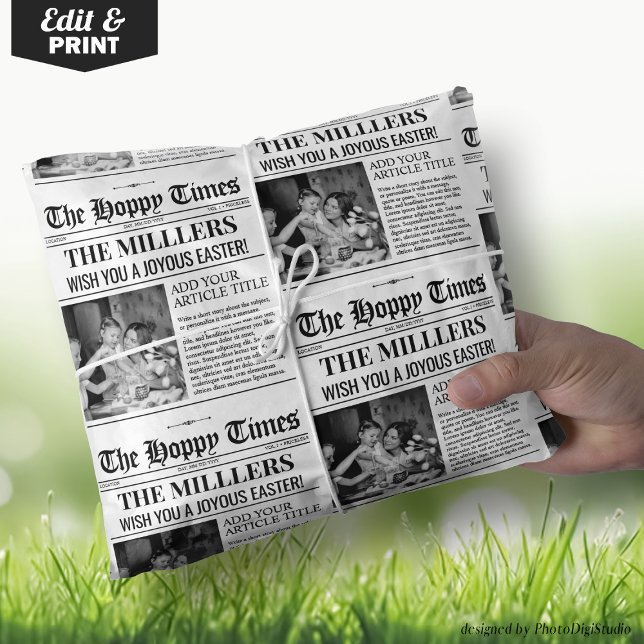 Anpassningsbar Påsk Gift Wrap, Newspaper Wrapping  Presentpapper (Custom Easter Gift Wrap, Newspaper Wrapping Paper)
