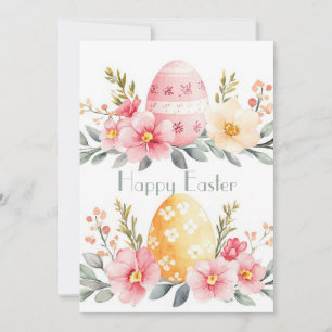 Anpassningsbar Påsk-kort med Påskägg och blommor Julkort