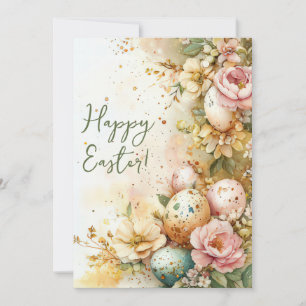 Anpassningsbar Påsk-kort med Påskägg och blommor Julkort
