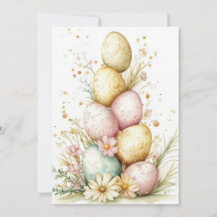 Anpassningsbar Påsk-kort med Påskägg och blommor Julkort