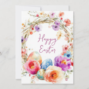 Anpassningsbar Påsk-kort med Påskägg och blommor Julkort