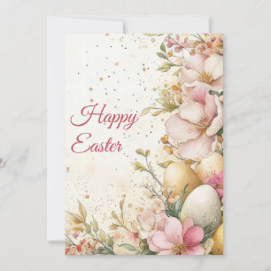 Anpassningsbar Påsk-kort med Påskägg och blommor Julkort