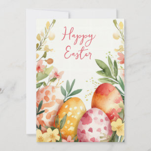 Anpassningsbar Påsk-kort med Påskägg och blommor Julkort