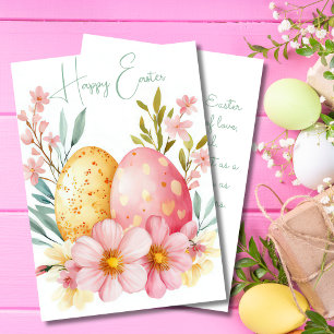 Anpassningsbar Påsk-kort med Påskägg och blommor Julkort