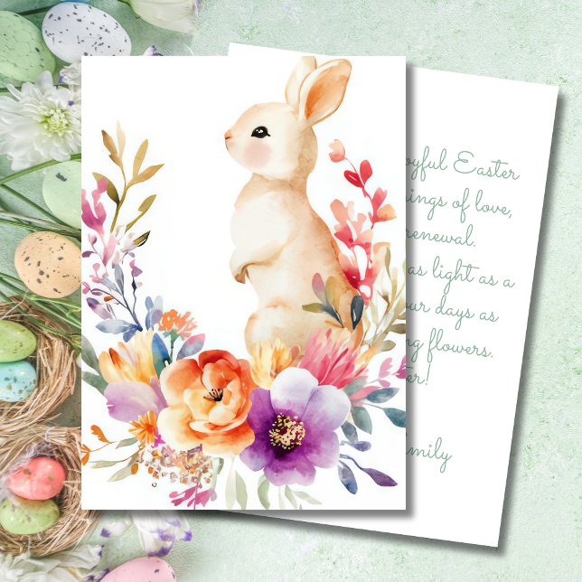Anpassningsbar Påsk-kort med Påskägg och blommor Julkort (Skapare uppladdad)