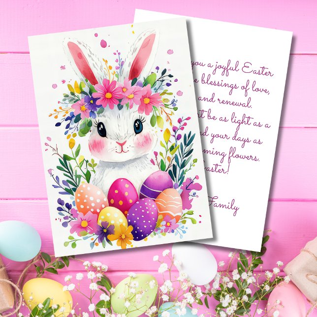 Anpassningsbar Påsk-kort med Påskägg och blommor Julkort (Skapare uppladdad)