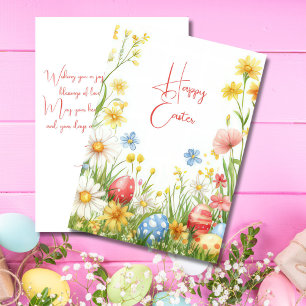 Anpassningsbar Påsk-kort med Påskägg och blommor Julkort