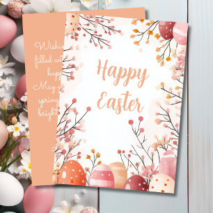 Anpassningsbar Påsk-kort med Påskägg och blommor Julkort