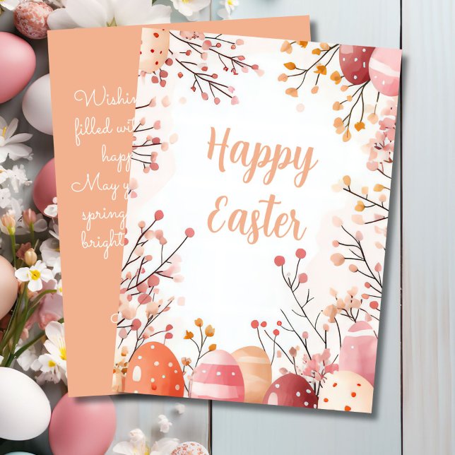Anpassningsbar Påsk-kort med Påskägg och blommor Julkort (Skapare uppladdad)