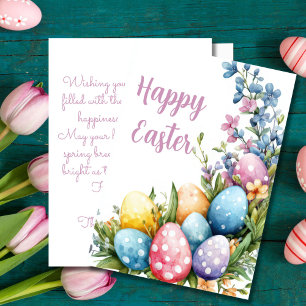 Anpassningsbar Påsk-kort med Påskägg och blommor Julkort
