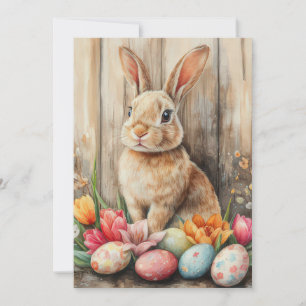 Anpassningsbar Påsk-kort med Påskägg och blommor Julkort