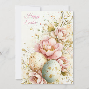 Anpassningsbar Påsk-kort med Påskägg och blommor Julkort