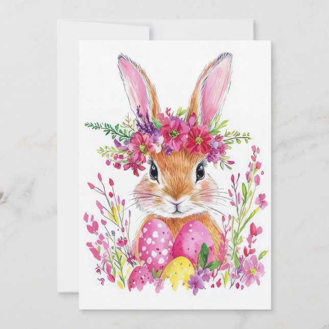Anpassningsbar Påsk-kort med Påskägg och blommor Julkort (Framsida)