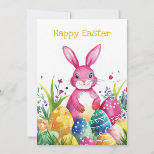 Anpassningsbar Påsk-kort med Påskägg och Bunny Julkort