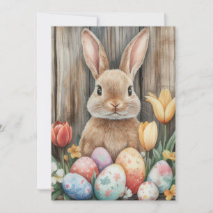 Anpassningsbar Påsk-kort med Påskägg och Bunny Julkort