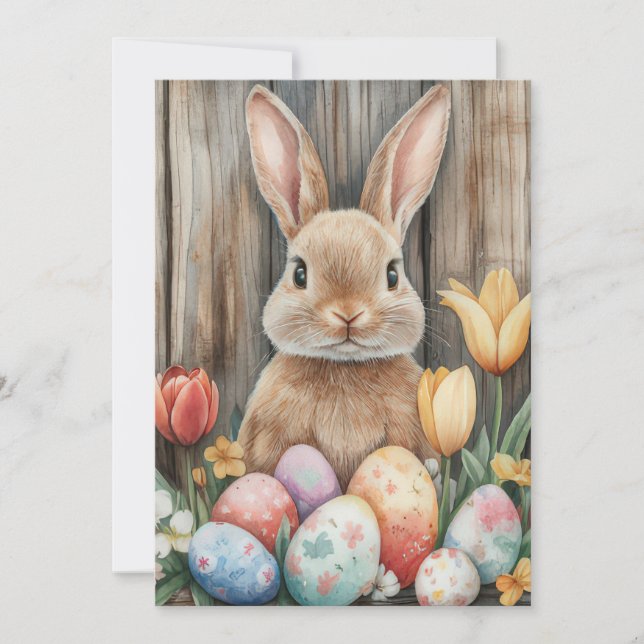 Anpassningsbar Påsk-kort med Påskägg och Bunny Julkort (Framsida)